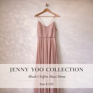 Jennyy Yoo Collection Blush Chiffon Maxi Dress Size 8